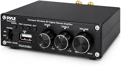 Pyle 2.1 CH Wireless Stereo Power Amplifier - 200W Bluetooth Mini Amp with USB Player, RCA Input, Subwoofer Output, Bass and Treble Control, Compact Audio Streaming Amp - Image 1