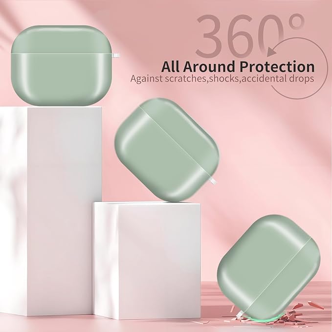 AirPod Pro 3 (2025) Case Cover for Women, Cute Shockproof Protective Case with Gold Round Buckle, Anti-Drop Design Compatible with Apple AirPods Pro 3rd Generation (USB-C Cable) Green