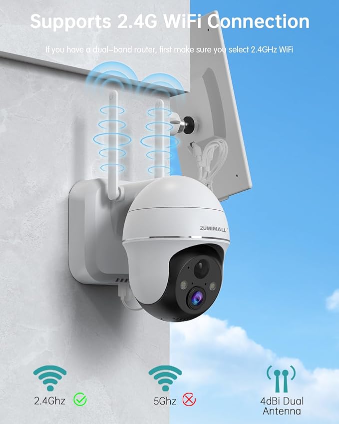 ZUMIMALL 2K Solar Security Cameras Wireless Outdoor 4-Pack – 360° View, Color Night Vision & AI Detection