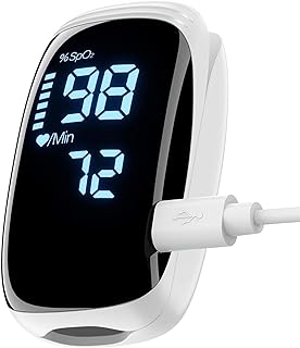 Pulse Oximeter Fingertip, Pulse Oximeter with Rechargeable, Oxygen Meter Finger Pulse Oximeter, Fingertip Blood Oxygen Saturation Monitor Rechargeable, Accurate Fast SpO2 Reading for Sports (White) - Image 1