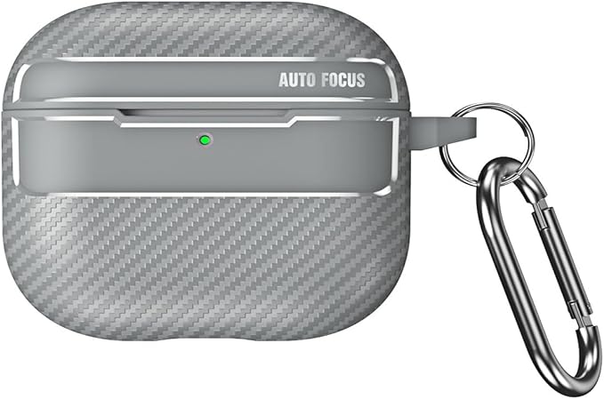 for Hard AirPods Pro 3 Case 2025|Cool Carbon Fiber Air Pods Pro 3 Case (Model A2700/A2931)|with Keychain|Airpod 3 Pro Cases for Man(Gray)