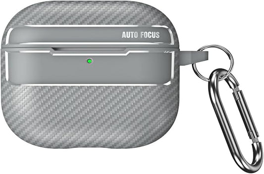 for Hard AirPods Pro 3 Case 2025|Cool Carbon Fiber Air Pods Pro 3 Case (Model A2700/A2931)|with Keychain|Airpod 3 Pro Cases for Man(Gray)