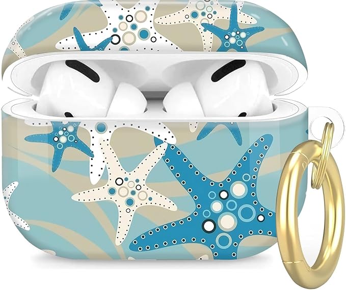 Compatible with Airpod Pro 2nd/1st Generation,Full Protection Cover for Women,Accessories Hard Case Portable & Shockproof for Airpod Pro 2nd Charging Case 2023/2022/2019(Beach Starfish)