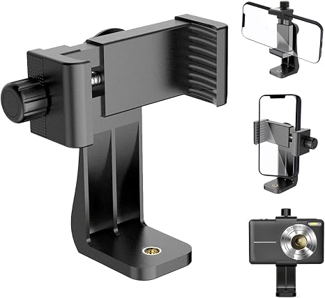 Cell Phone Tripod Mount Holder, Smartphone Tripod Cell Phone Holder Mount Adapter Clip, Digtal Camera Bracket Selfie Lens Monopod Adjustable Ring Light for Camcorder,Compatible for Most Cellphones