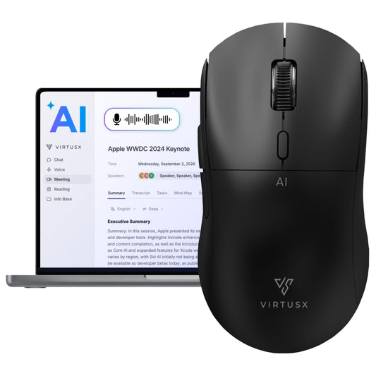 Virtusx Jethro Wireless AI Mouse with Voice Typing & Meeting Recording