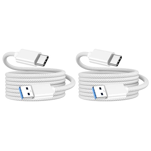 USB C Data Cable 10Gbps, 5FT-2Pack, USB 3.2 Gen2 USB A to USB C Data Transfer Cable, 65W 3.1A Fast Charging, Carplay Cord for iPhone 16/15 Pro/Pro Max, iPad, Galaxy S25-S20,Samsung T7,Voice Recorder