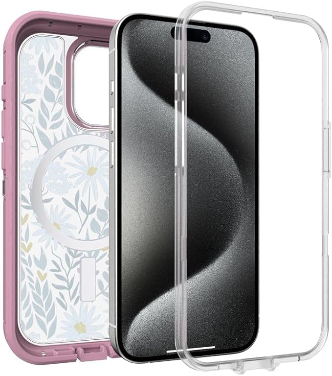 OtterBox iPhone 15 Pro (Only) - Defender Series XT Clear Case - Orchid Advice (Clear/Purple) - Screenless, Rugged - Snaps to MagSafe - Lanyard Attachment - Non-Retail Packaging