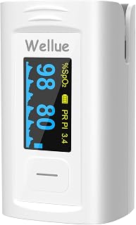 Wellue Pulse Oximeter Fingertip, Blood Oxygen Saturation Monitor with Built-in Memory, Beep reminder, OLED screen, Batteries and Lanyard - Image 1
