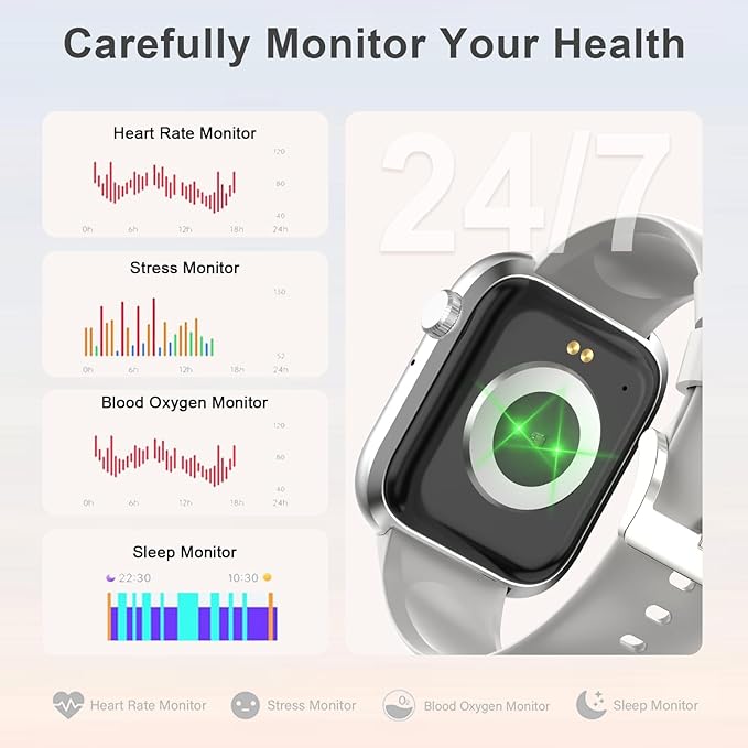 GADIXY Smart Watches for Men Women with Bluetooth Calls,1.83" Fitness Tracker with SpO2/HR/Sleep/BP Monitor,110+ Sports Activity Trackers,IP68 Waterproof Watches for Women for Android Phones Grey