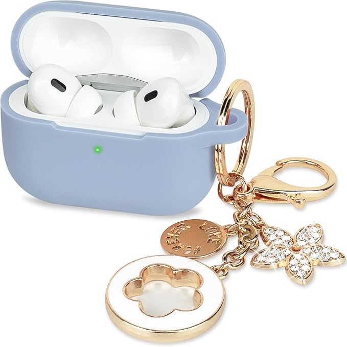 Case for Airpods Pro 2 Case with Cute Bling Keychain, Silicone Protective Case Cover for Airpods Pro 2nd Generation Case Earbuds Cases Women Girls