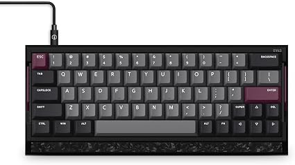 IQUNIX EV63 Hall Effect Magnetic Gaming Keyboard 60% | 0.01mm Rapid Trigger, Adjustable Actuation, 0.125ms Latency, Hot-Swap, SOCD, RGB, Aluminum with Forged Carbon (Violet)