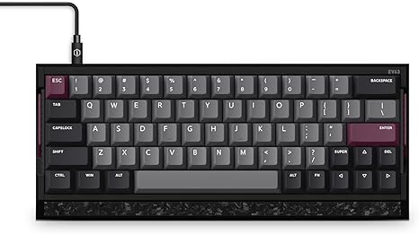 IQUNIX EV63 Hall Effect Magnetic Gaming Keyboard 60% | 0.01mm Rapid Trigger, Adjustable Actuation, 0.125ms Latency, Hot-Swap, SOCD, RGB, Aluminum with Forged Carbon (Violet)