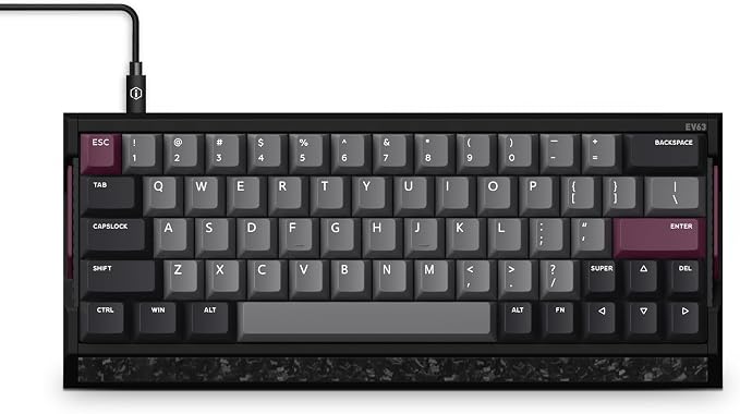 IQUNIX EV63 Hall Effect Magnetic Gaming Keyboard 60% | 0.01mm Rapid Trigger, Adjustable Actuation, 0.125ms Latency, Hot-Swap, SOCD, RGB, Aluminum with Forged Carbon (Violet)