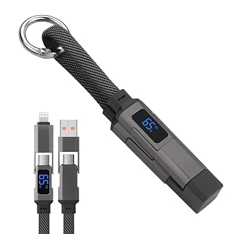 YACSEJAO 4-in-1 Multi Charger Cable with Keychain, 65W