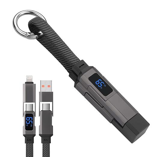 YACSEJAO 4-in-1 Multi Charger Cable with Keychain, 65W