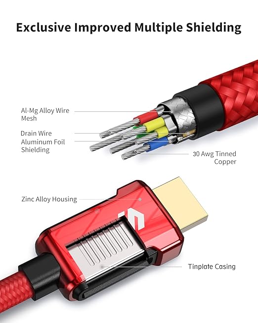 Silkland 4K HDMI ARC Cable for Soundbar 10FT, 4K 60Hz HDMI 2.0 Cable, (18Gbps, ARC, HDCP 2.2, HDR, 3D), High Speed, Compatible for Vizio Samsung Sound bar, UHD TV, Blu-ray, Red