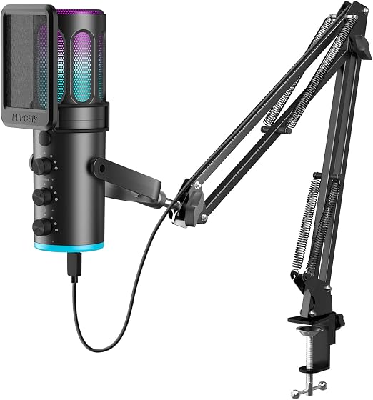 PUPGSIS Gaming Microphone for PC, USB Condenser Mic for Phone/Mac and PS4/5