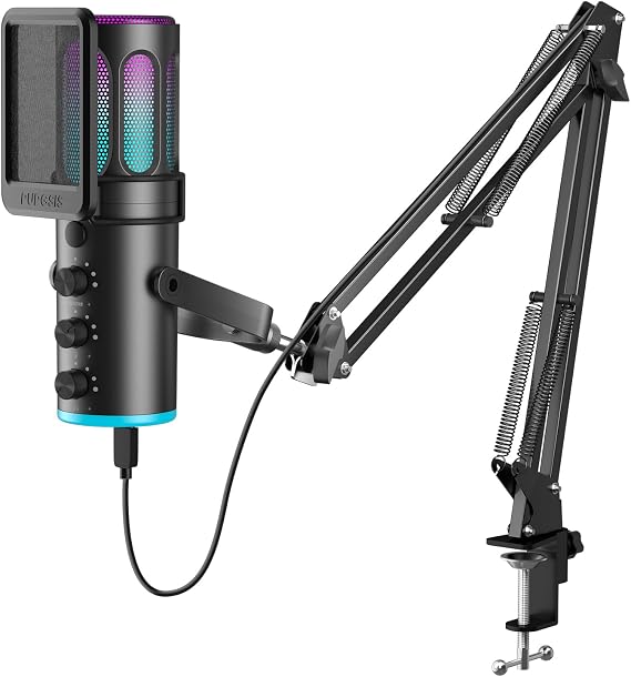 PUPGSIS Gaming Microphone for PC, USB Condenser Mic for Phone/Mac and PS4/5