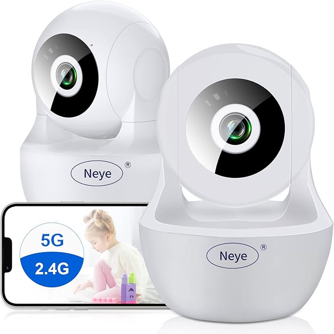 N_EYE WiFi Security Home Camera，Baby Monitor Wireless IP Camera with Night Vision Two Way Audio Cloud Storage， Supports 5G WiFi，up to 128GB（White） Indoor Camera