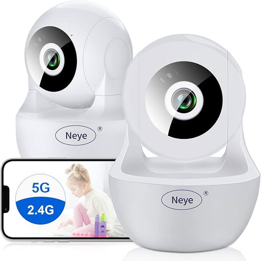 N_EYE WiFi Security Home Camera，Baby Monitor Wireless IP Camera with Night Vision Two Way Audio Cloud Storage， Supports 5G WiFi，up to 128GB（White） Indoor Camera