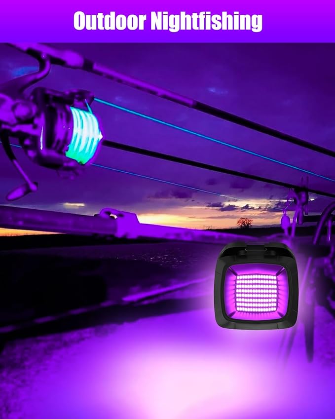 Rechargeable Black Light 2 Pack, 6000Amh Battery Powered Blacklight, 395nm Portable Cordless Ultraviolet Flood Light for Glow Party, Catfishing,Halloween,Body Painting