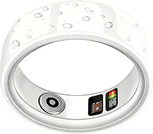 Ceramic Smart Ring for Women Men, Health Tracker Ring, No App Fee, White,7