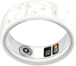 Ceramic Smart Ring for Women Men, Health Tracker Ring, No App Fee, White,7 - Image 1