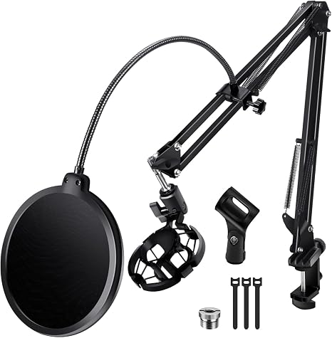 BILIONE Versatile Boom Arm Stand for Desk, Adjustable Microphone Stand Kit