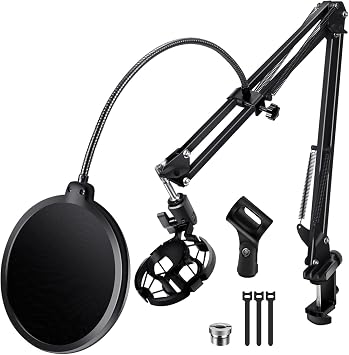 BILIONE Versatile Boom Arm Stand for Desk, Adjustable Microphone Stand Kit