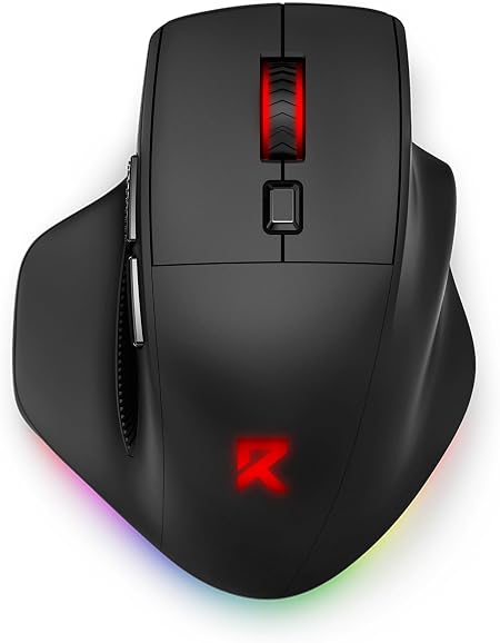 Redragon Large Wireless Gaming Mouse for Big Hands, Tri-Modes 2.4G/Bluetooth/Wired Rechargeable Ergo RGB Mouse with 2 Side Buttons, 6 Backlit Modes, Programmable Macro Gamer Mouse