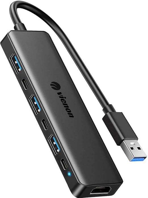 VIENON USB 3.0 to HDMI Adapter (7-in-1), USB 3.0 Hub with HDMI 1080P, USB Extender Docking Station for Monitor, PC, Laptop, Desktop Support Windows 7/8/10 & Mac OS - Image 6