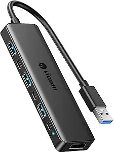 VIENON USB 3.0 to HDMI Adapter (7-in-1), USB 3.0 Hub with HDMI 1080P, USB Extender Docking Station for Monitor, PC, Laptop, Desktop Support Windows 7/8/10 & Mac OS - Image 1