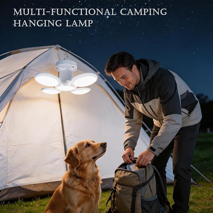 4000 mah Folding Solar Camping Lights with Remote Control , Hanging Tent Lights , USB Battery Rechargeable Portable Lantern Home Light Indoor Outdoor Waterproof Emergency Power Outage 1 Pack