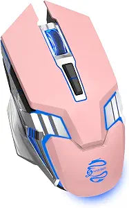 Wireless Mouse Bluetooth, Silent Rechargeable Multi-Device Mouse, BT5.0/3.0 and USB Cordless Computer Mice, RGB Light up Gaming Mice for Laptop PC Mac Macbook Air/Pro iPad Tablet Office Games -Pink - Image 1