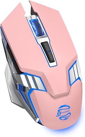 Wireless Mouse Bluetooth, Silent Rechargeable Multi-Device Mouse, BT5.0/3.0 and USB Cordless Computer Mice, RGB Light up Gaming Mice for Laptop PC Mac Macbook Air/Pro iPad Tablet Office Games -Pink - Image 3