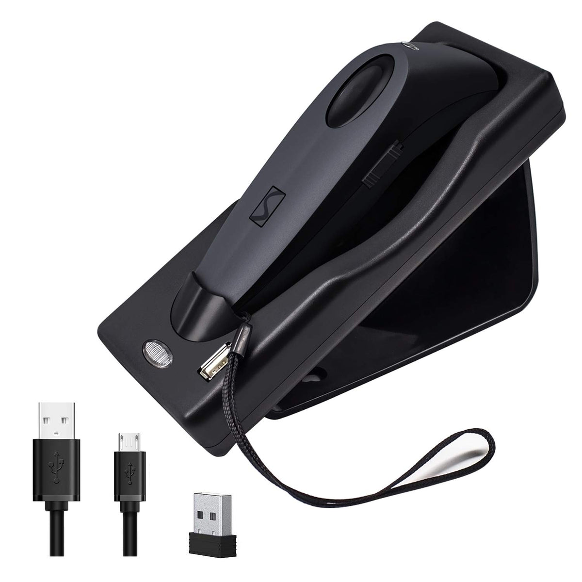 2D Bluetooth Barcode Scanner with Charging Base Dual 2.4G Wireless + Bluetooth 1D 2D Barcode Scanner QR PDF417 Data Matrix UPC Rechargeable Bar Code Scanner for Laptops/PC/Android/Apple iOS