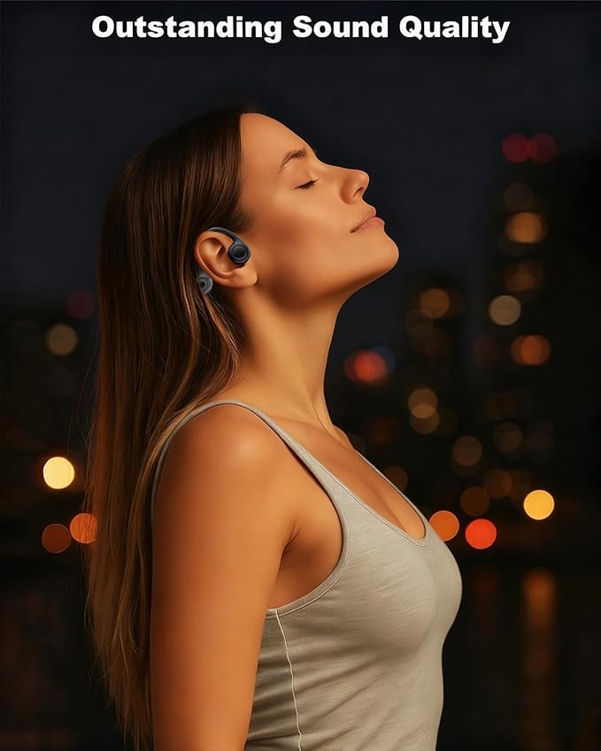 Wireless Bone Conduction Headphones,Bone Conduction Earbuds 10H Playtimes Sports Earphones with Mic,Open Ear Bluetooth 5.3 Headphones,Sweat Resistant Sports Headset for Running,Workout,Cycling Black