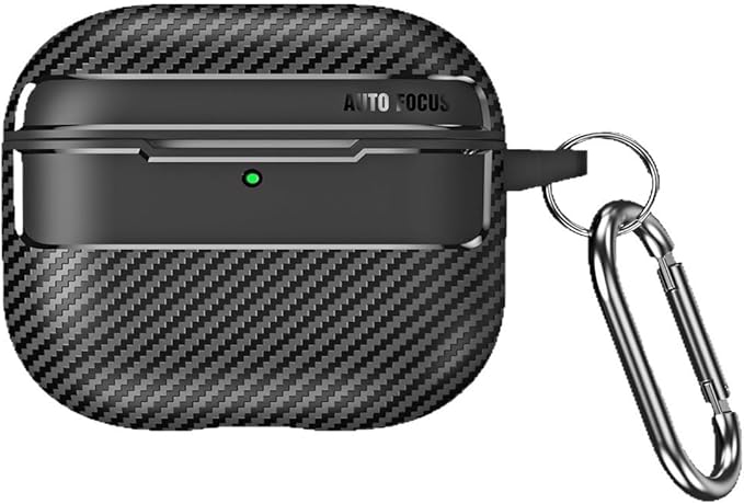 for Hard AirPods Pro 3 Case 2025|Cool Carbon Fiber Air Pods Pro 3 Case (Model A2700/A2931)|with Keychain|Airpod 3 Pro Cases for Man(Black)