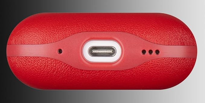 LOPIE Leather Case for AirPods Pro 2 - Handmade AirPods Pro 2nd Generation Case Cover with Lanyard - Made of Full Grain Leather - Drop Protection Hard Shell Cover - Wireless Charging Compatible - Red