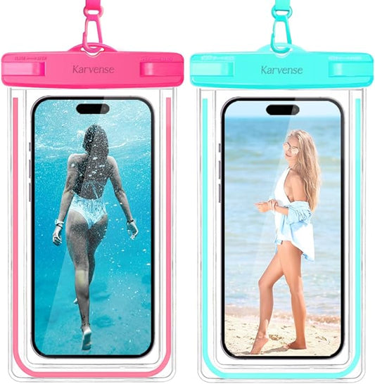 Waterproof Cell Phone Pouch Case, 2 Pack Universal Waterproof Phone Bag/Holder for iPhone/Samsung Galaxy/Pixel, Underwater Dry Bag for Travel, Vacation, Beach, Kayaking,Snorkeling, Water Park