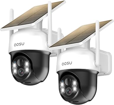 aosu Solar Camera Outdoor Wireless for Home Surveillance,Fixed Solar Panel