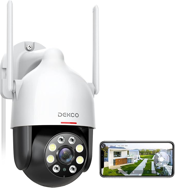 DEKCO 2K Outdoor WiFi Security Camera, Plug-in Pan-Tilt Dome - Image 8