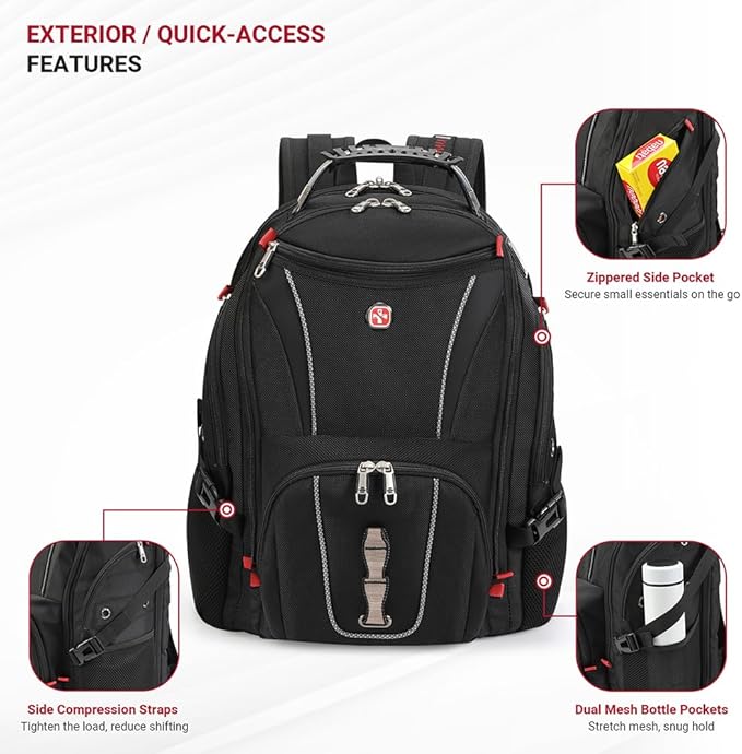 star cloud 17 Inch Travel Laptop Backpack,Business Tech Backpack with USB & Type-C Charging Port,180°TSA Friendly Travel College Work Backpack with Multiple Organizer Pockets for Men