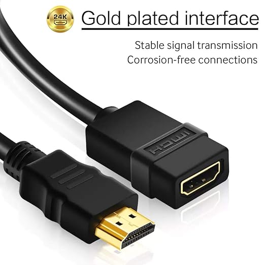 Cmple - HDMI Extension Cable 15 ft Male to Female HDMI Adapter Cord 4K@60Hz 2150p 1080p 3D Audio/Video Extender Compatible with Laptop, Gaming PC, HDTV