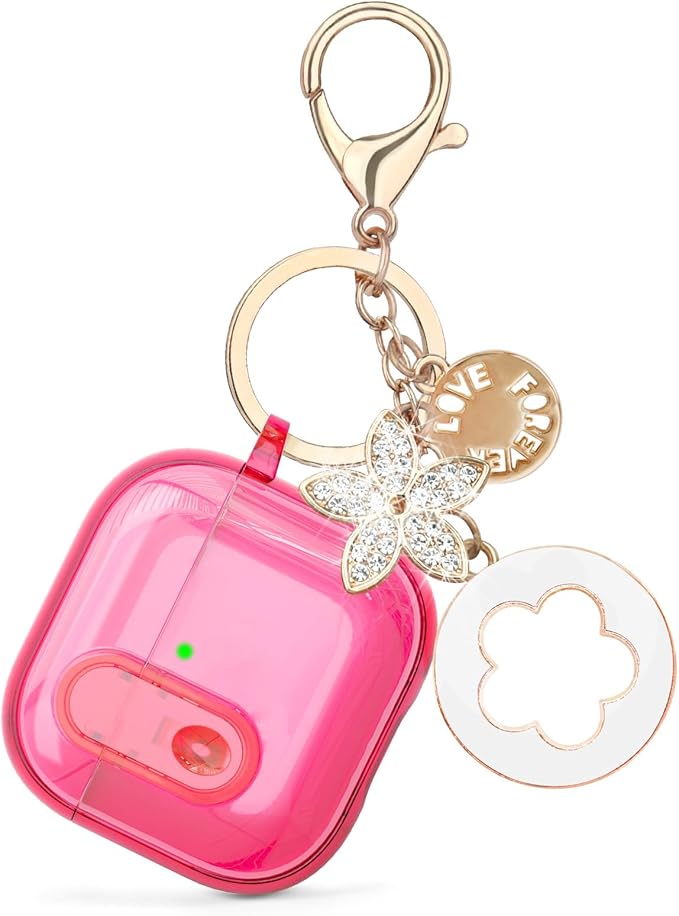(with Safety Lock) Clear Case Compatible with Cute Apple Airpods 4 Cases 2024 Women, VISOOM Soft TPU Transparency Air pods 4 Gen Case iPods 4 Earbuds Case Girl Bling Keychain for Airpod iPod 4th Gen