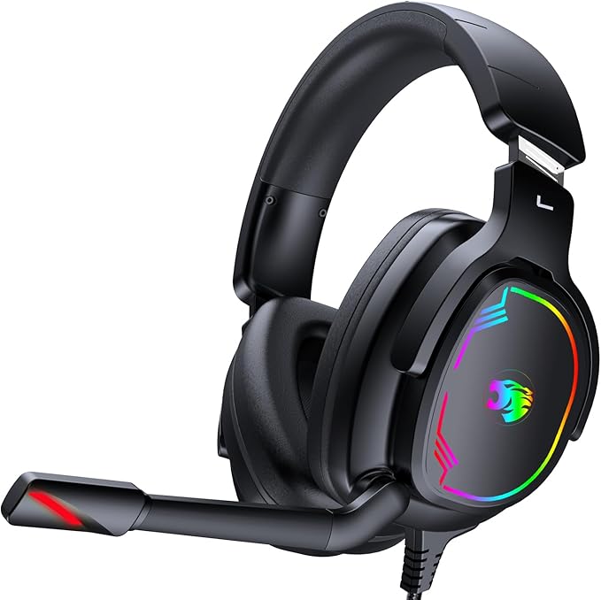 Gaming Headset for PC/PS4/PS5/Xbox One/Switch, Stereo Surround Sound Gaming Headphones with Noise Canceling Flexible Mic, Computer Headset with 3.5mm Jack(Black)