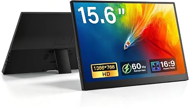 15.6 Inch Portable Second Monitor for Laptop Ultra-Slim, USB-C and HDMI Second Screen with Kickstand, Lightweight External Display for Business Trip, 1366x768 Home Office Monitor - Image 1
