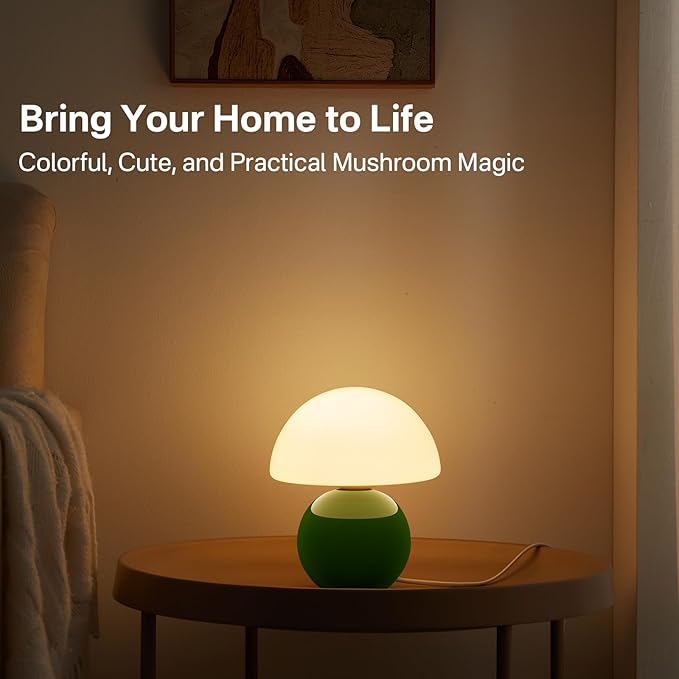 Christmas Decorations Lights Christmas Gifts for Grandkids Women Mushroom Lamp Table Lamp for Bedroom,Desk Bedside Small Lamps for Living Room Night Stands(Christmas Green)