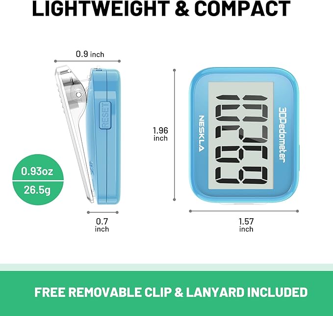 3D Pedometer for Walking, Simple Step Counter with Large Digital Display, Step Tracker with Removable Clip Lanyard, Accurately Track Steps for Men Women Kids Adults Seniors