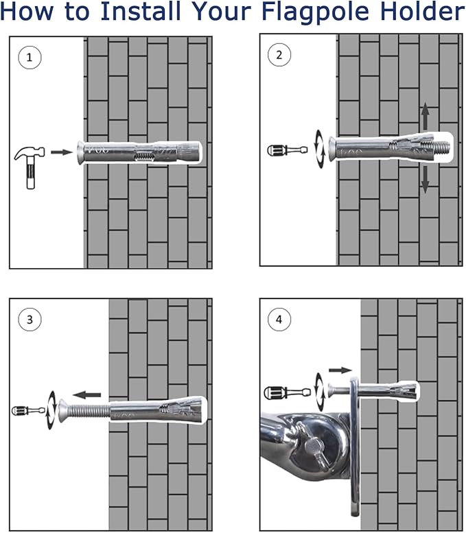 PHITRIC Flag Pole Holder for Outside House, 316 Stainless Steel 2-Positions Flag Pole Mounting Bracket, Heavy Duty Flag Pole Mount with Hardware for Outdoor, Strong and Rust Proof, 1" Inner Diameter